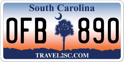 SC license plate OFB890
