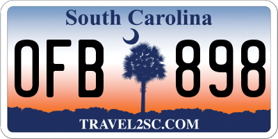 SC license plate OFB898