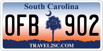 SC license plate OFB902