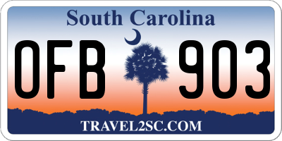 SC license plate OFB903