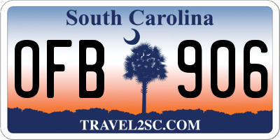 SC license plate OFB906