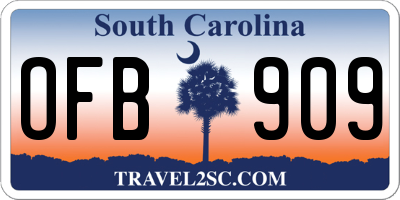 SC license plate OFB909
