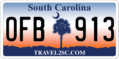 SC license plate OFB913