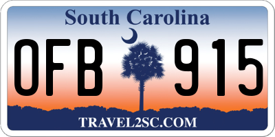 SC license plate OFB915