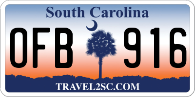 SC license plate OFB916