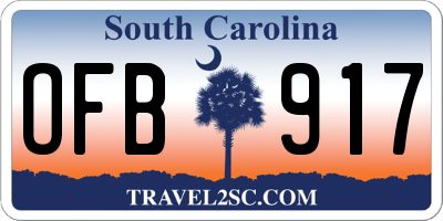 SC license plate OFB917