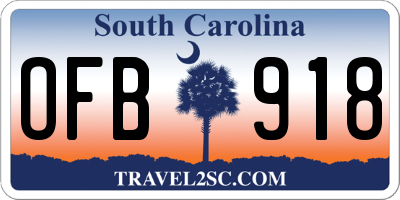 SC license plate OFB918