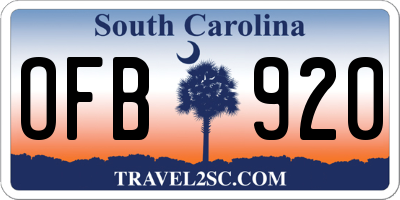 SC license plate OFB920