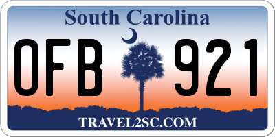 SC license plate OFB921