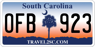 SC license plate OFB923