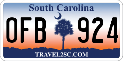 SC license plate OFB924