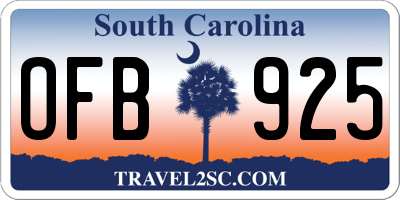 SC license plate OFB925