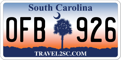 SC license plate OFB926