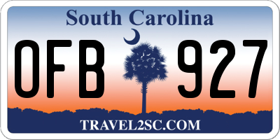 SC license plate OFB927