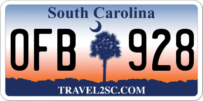 SC license plate OFB928