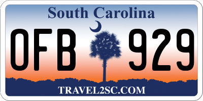 SC license plate OFB929