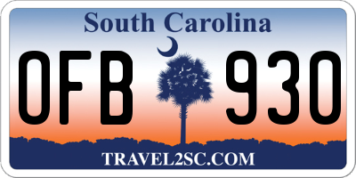 SC license plate OFB930