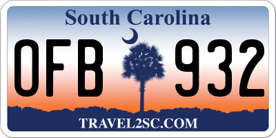 SC license plate OFB932