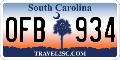 SC license plate OFB934