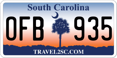 SC license plate OFB935