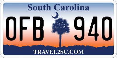 SC license plate OFB940