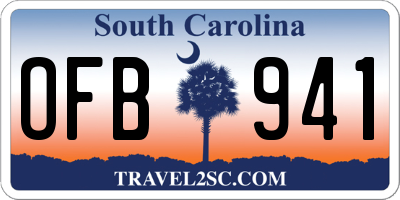 SC license plate OFB941
