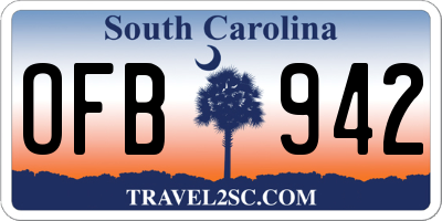 SC license plate OFB942
