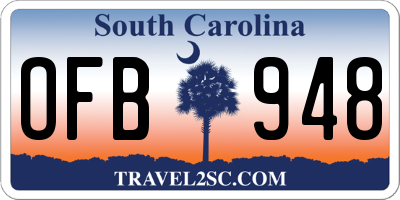 SC license plate OFB948