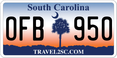 SC license plate OFB950