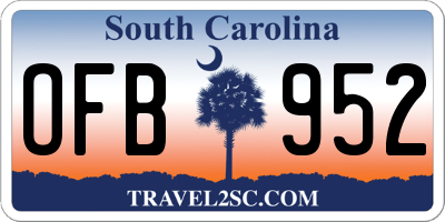 SC license plate OFB952