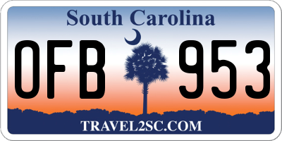 SC license plate OFB953