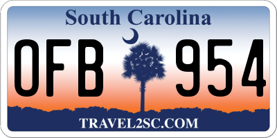 SC license plate OFB954