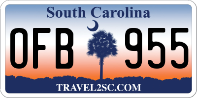 SC license plate OFB955