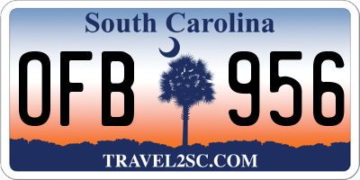 SC license plate OFB956