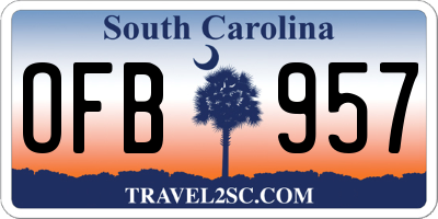 SC license plate OFB957