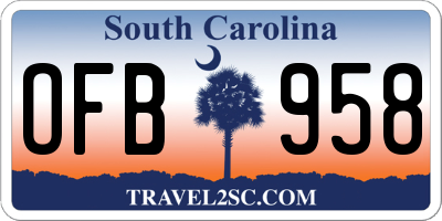 SC license plate OFB958