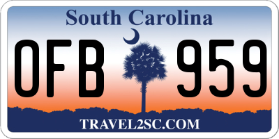 SC license plate OFB959