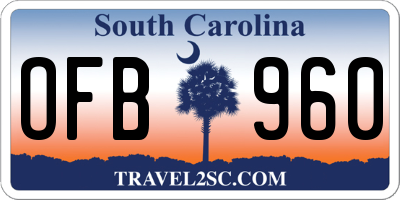 SC license plate OFB960