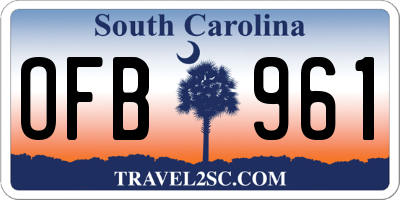 SC license plate OFB961