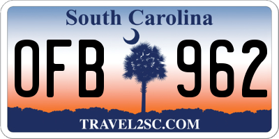 SC license plate OFB962