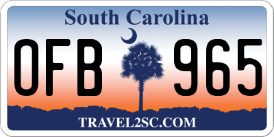 SC license plate OFB965