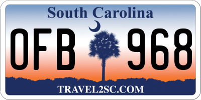 SC license plate OFB968