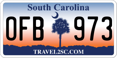 SC license plate OFB973