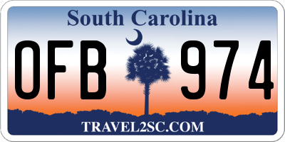SC license plate OFB974