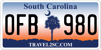 SC license plate OFB980
