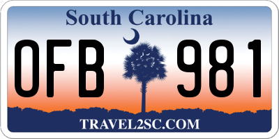 SC license plate OFB981