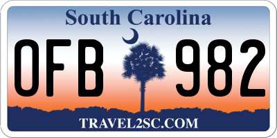 SC license plate OFB982