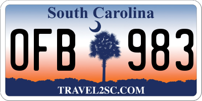 SC license plate OFB983
