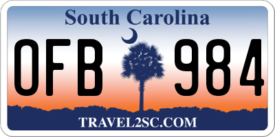 SC license plate OFB984
