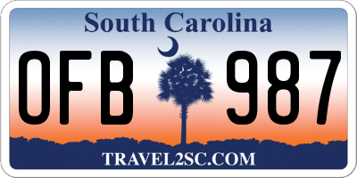SC license plate OFB987